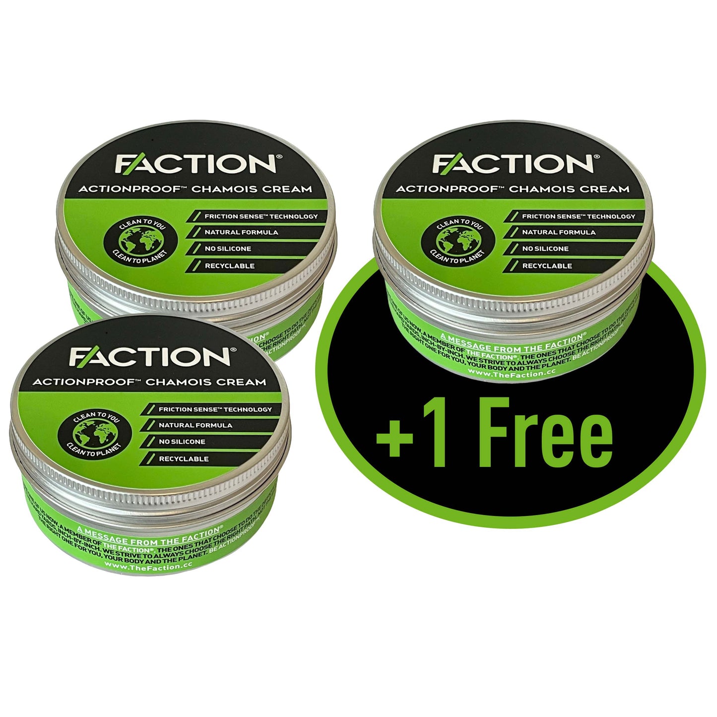 Faction Actionproof Chamois Cream - Attack Pack - Buy 2 Get 1 Free
